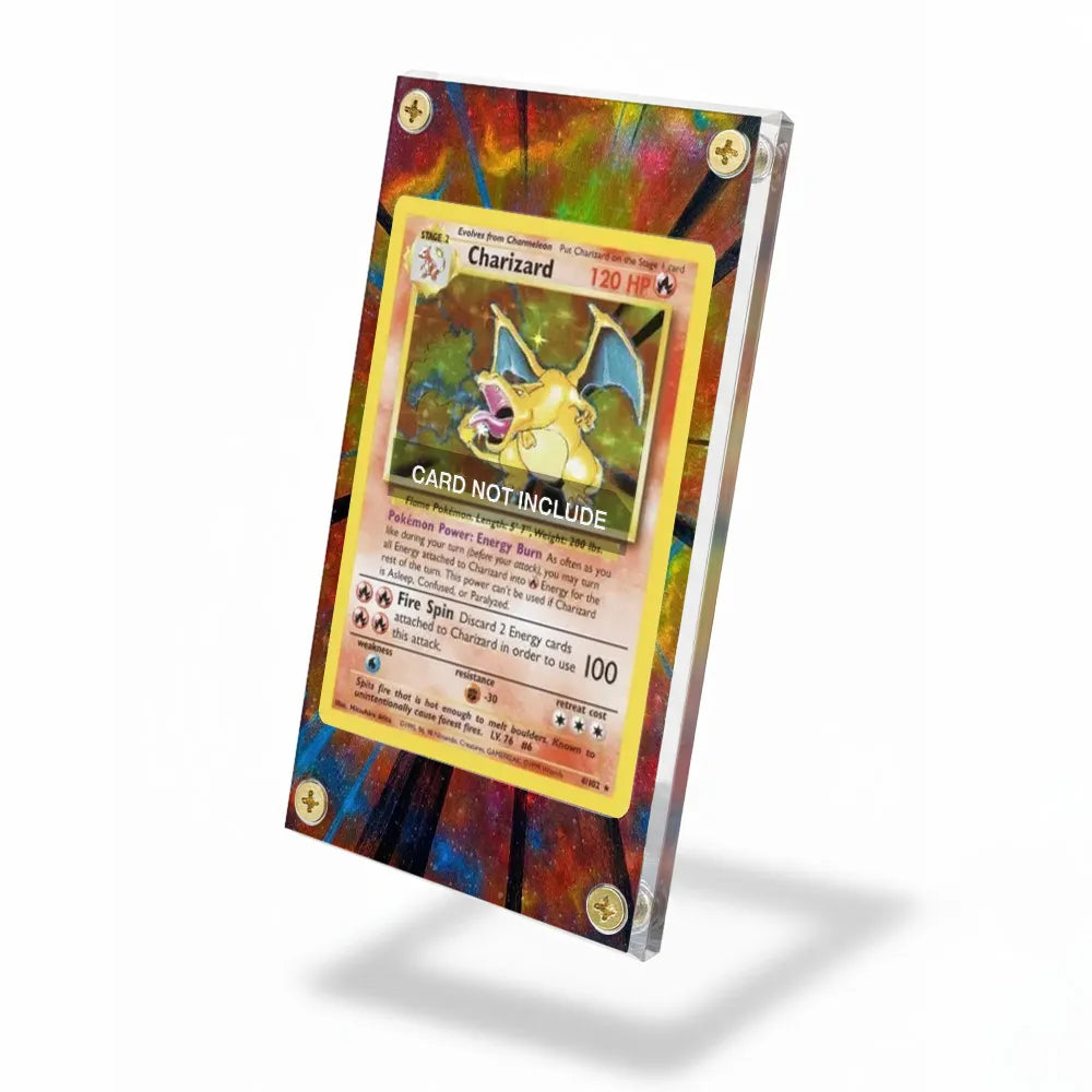 Charizard 4-102 Base Set Extended Art Display Cases - Screws Case - Side View