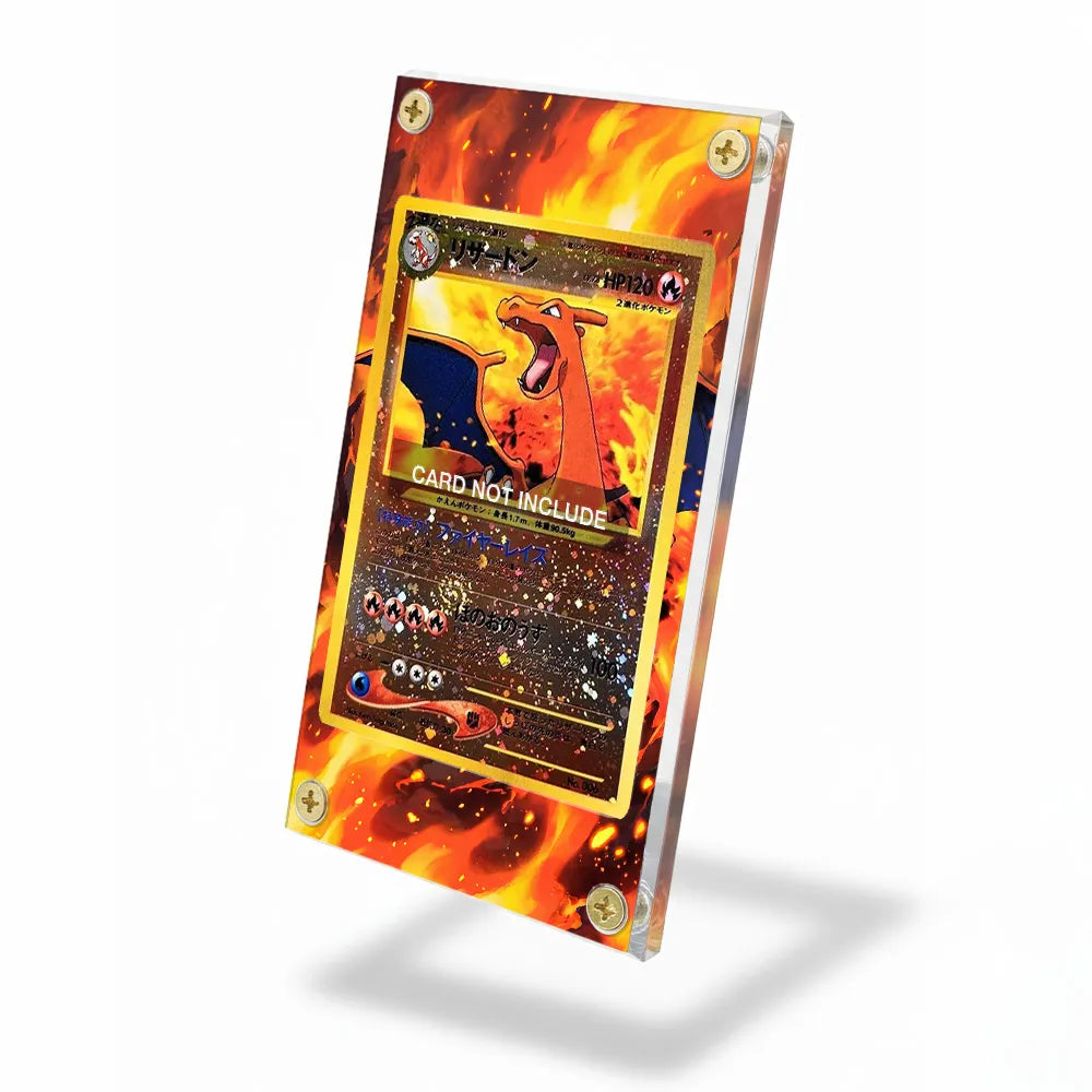 Charizard Holo No.006 Expansion Pack JP Extended Art Display Cases - Screws Case - Side View