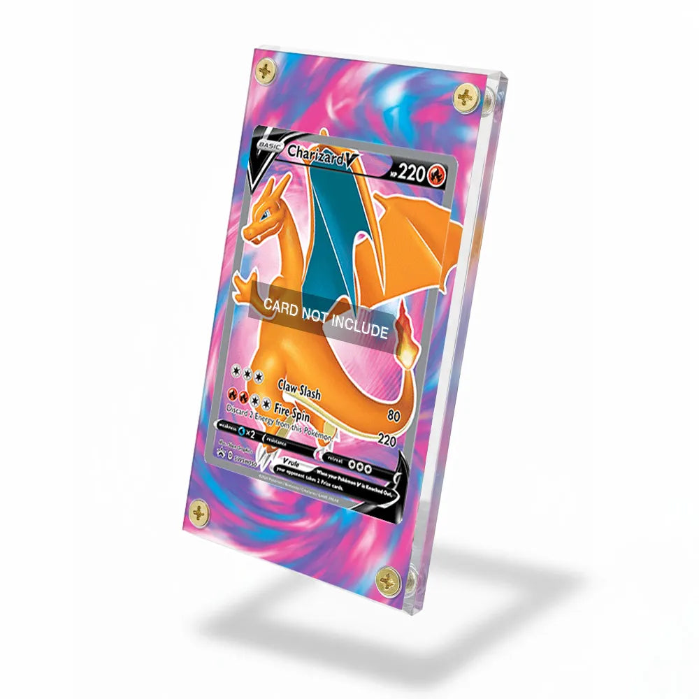 Charizard V SWSH050 Sword & Shield Promo Extended Art Display Cases - Screws Case - Side View