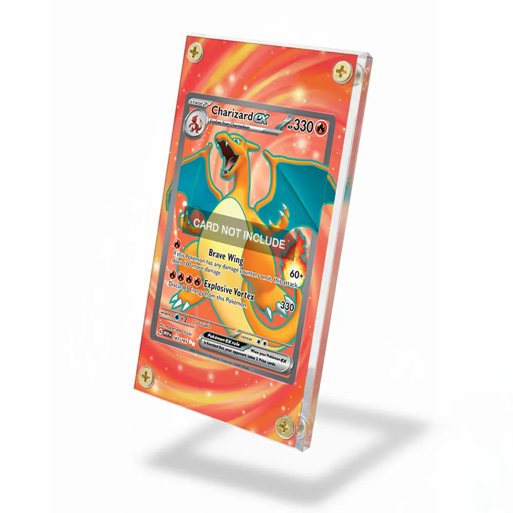 Charizard ex - Pokémon 151 (MEW) 183 Extended Art Display Cases - Screws Case - Side View