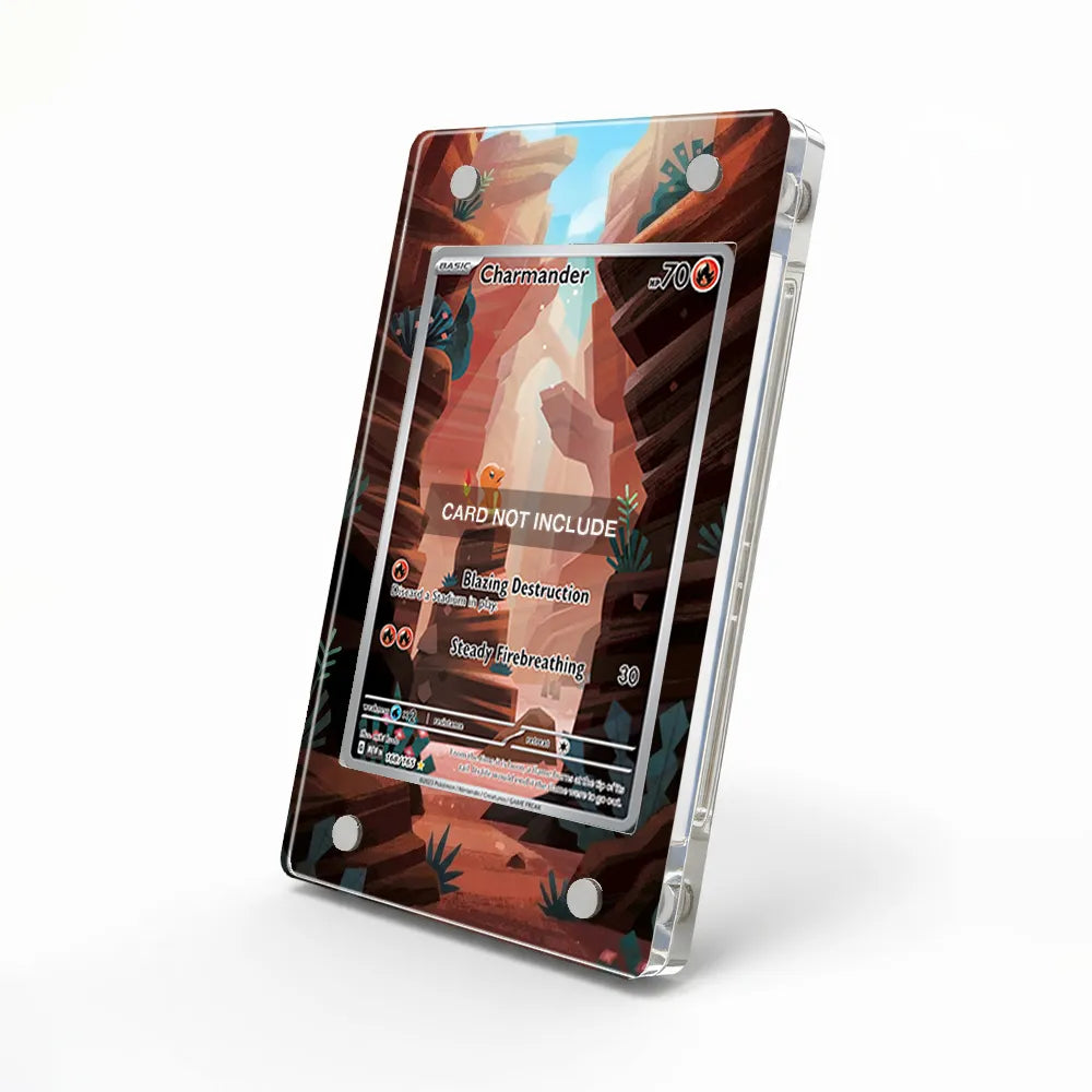 Charmander 168-165 IR AR Pokemon 151 Extended Art Display Cases - Magnetic Case - Side View