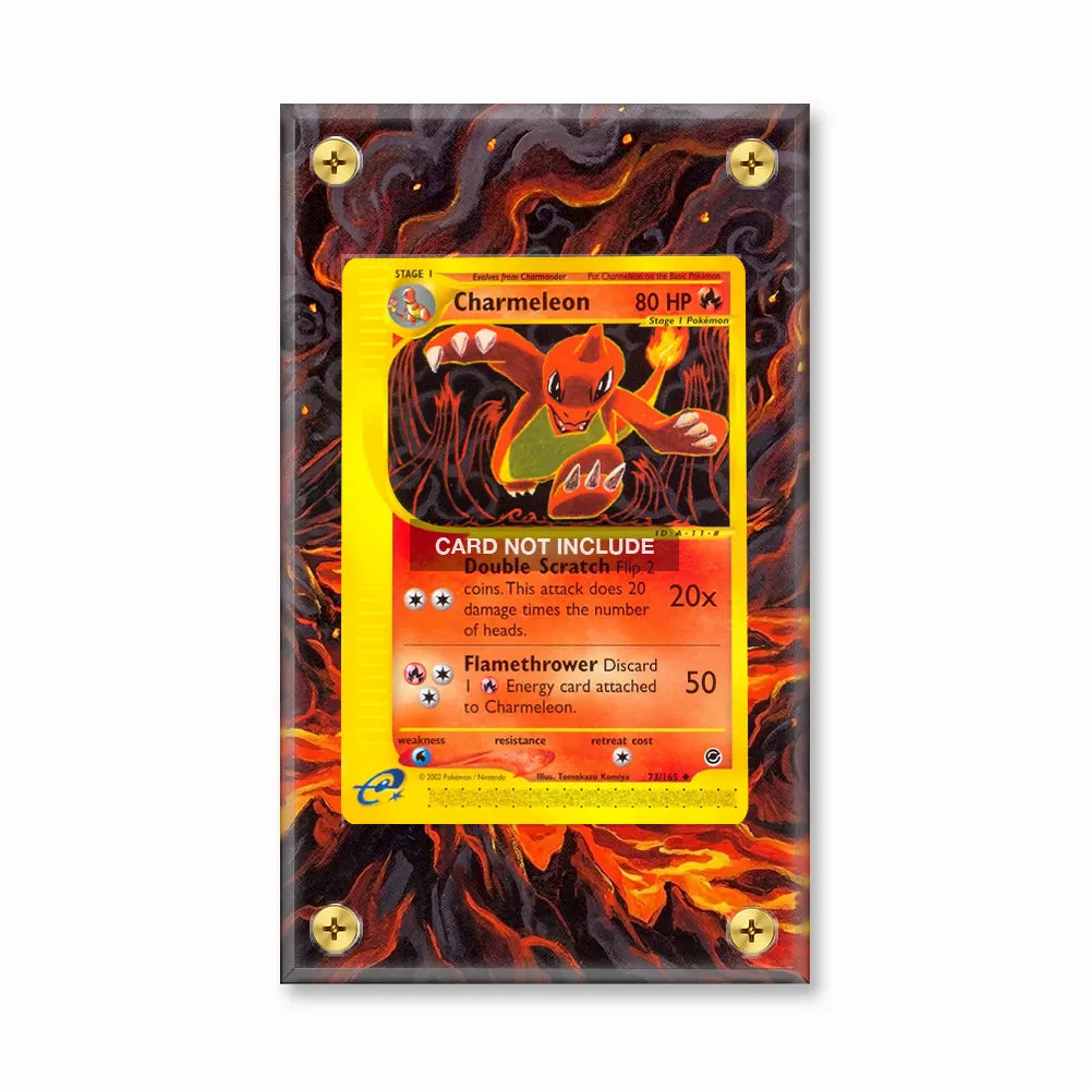 Charmeleon 73-165 Expedition Pokemon Cards Custom Art Display Cases - Screws Case - Front View