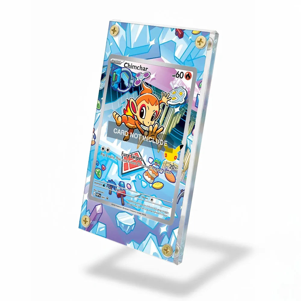 Chimchar 011-30th-P Promo 30th Anniversary Pokemon Cards Custom Art Display Cases - Screws Case - Side View