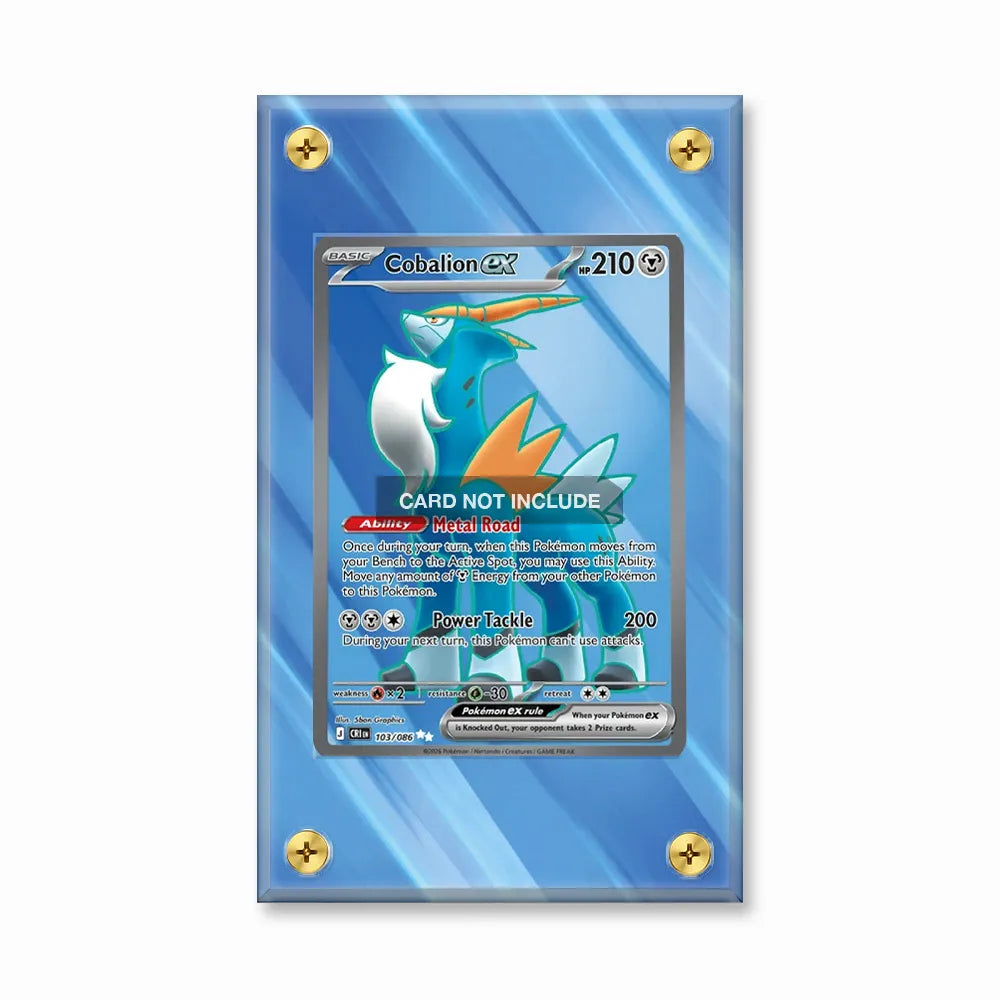 Cobalion ex 103-086 Chaos Rising Pokemon Cards Extended Art Display Cases - Screws Case - Front View