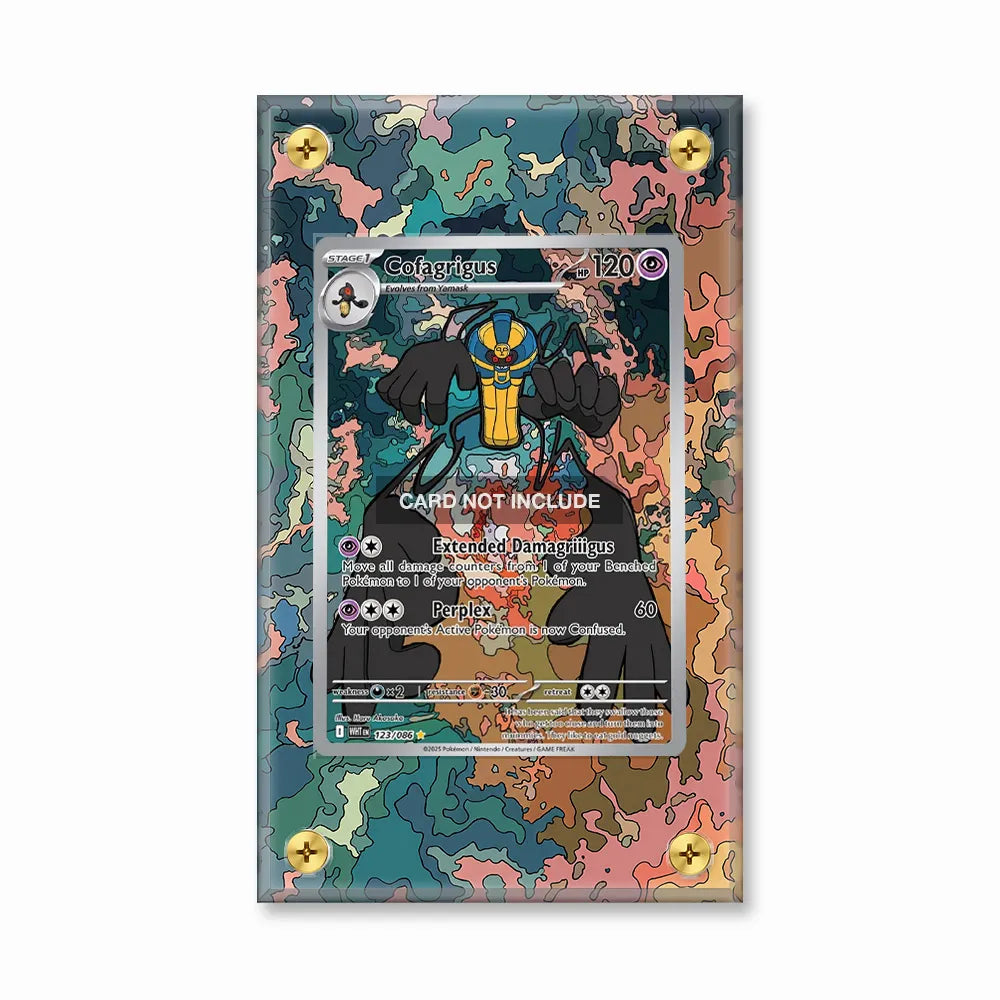 Cofagrigus 123-086 White Flare Pokemon Cards Extended Art Display Cases - Screws Case - Front View