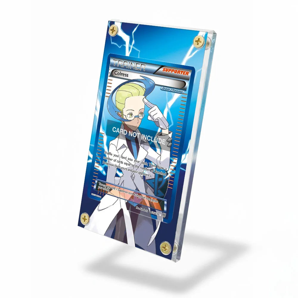 Colress 035-073 Black & White Pokemon Cards Custom Art Display Cases - Screws Case - Side View