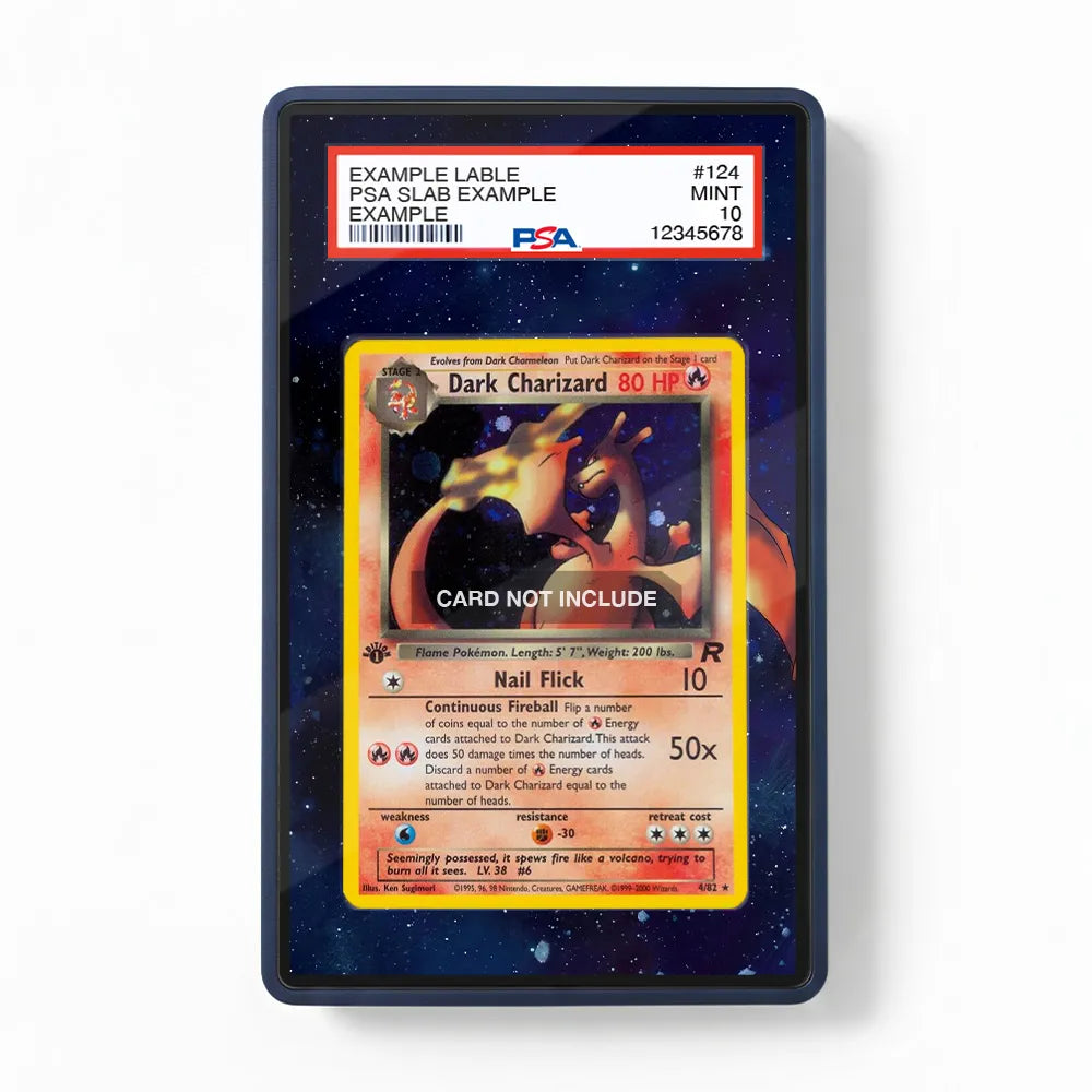 Dark Charizard 4-82 Team Rocket Extended Art Display Cases - PSA Slab Case - Front View