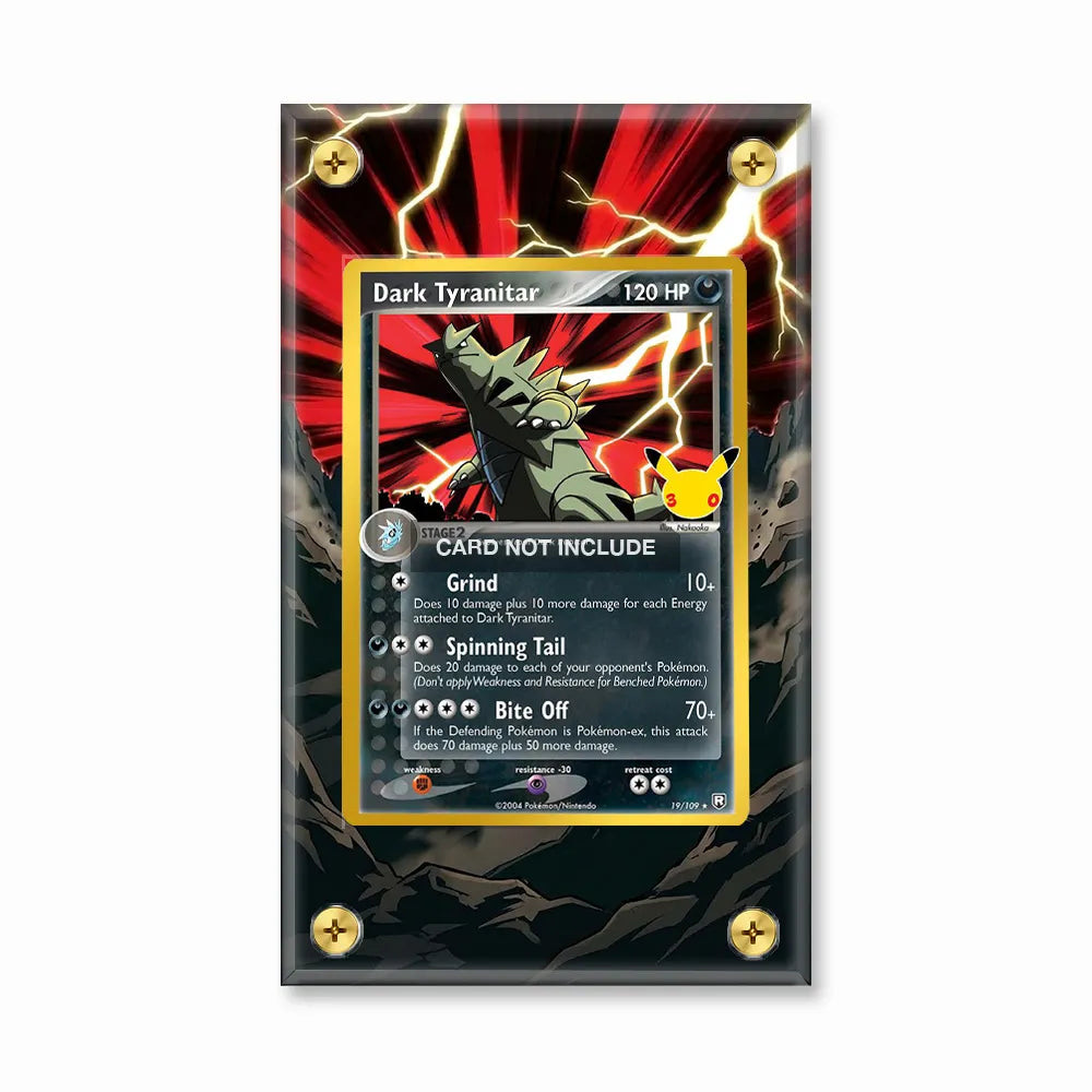 Dark Tyranitar 19-109 Team Rocket Returns 30th Anniversary Pokemon Cards Extended Art Display Cases - Screws Case - Front View