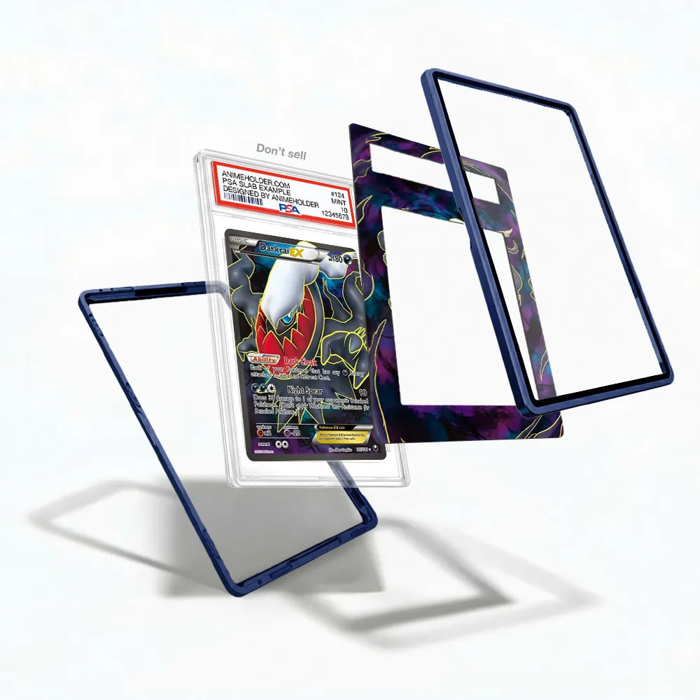 Darkrai-EX 107-108 Dark Explorers Black & White Pokemon Cards Custom Art Display Cases - PSA Slab Case - Detail View