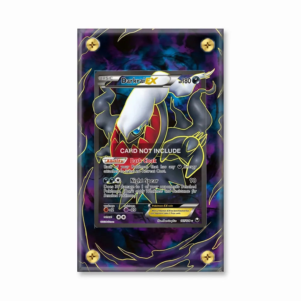 Darkrai-EX 107-108 Dark Explorers Black & White Pokemon Cards Custom Art Display Cases - Screws Case - Front View