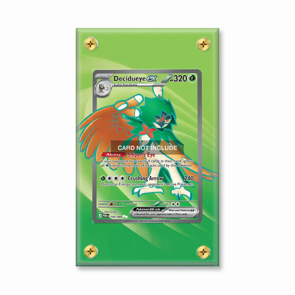 Decidueye ex 100-088 Perfect Order Pokemon Cards Extended Art Display Cases - Screws Case - Front View