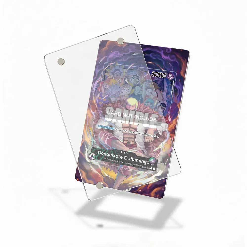 Donquixote Doflamingo OP04-019 The Seven Warlords of the Sea One Piece Cards Custom Art Display Cases - Magnetic Case - Detail View