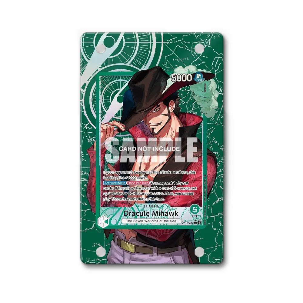 Dracule Mihawk OP14-020 The Azure Sea_s Seven One Piece Cards Extended Art Display Cases - Magnetic Case - Front View