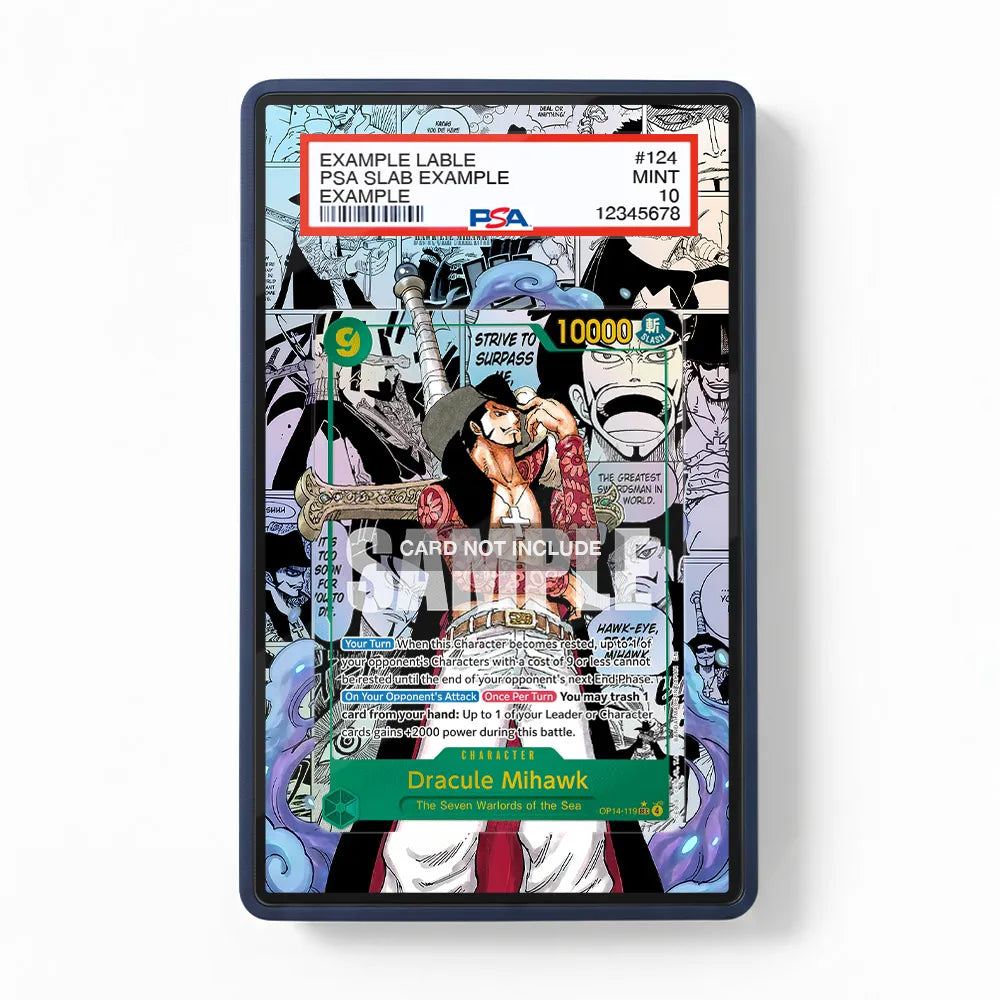 Dracule Mihawk OP14-119 Extended Art Display Cases - PSA Graded Guard Case - Front View