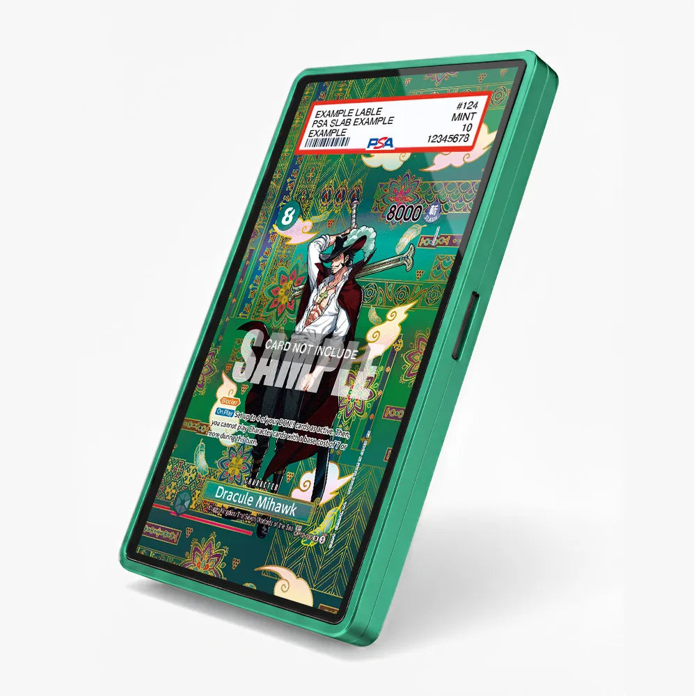 Dracule Mihawk SP OP12-030 OP14-The Azure Sea's Seven Extended Art Display Cases - PSA Slab Case - Side View