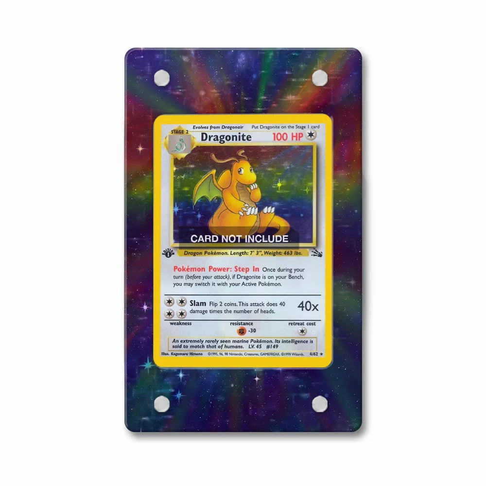 Dragonite 0004-62 Fossil 1st Edition Holo Extended Art Display Cases - PSA Slab Case - Front View