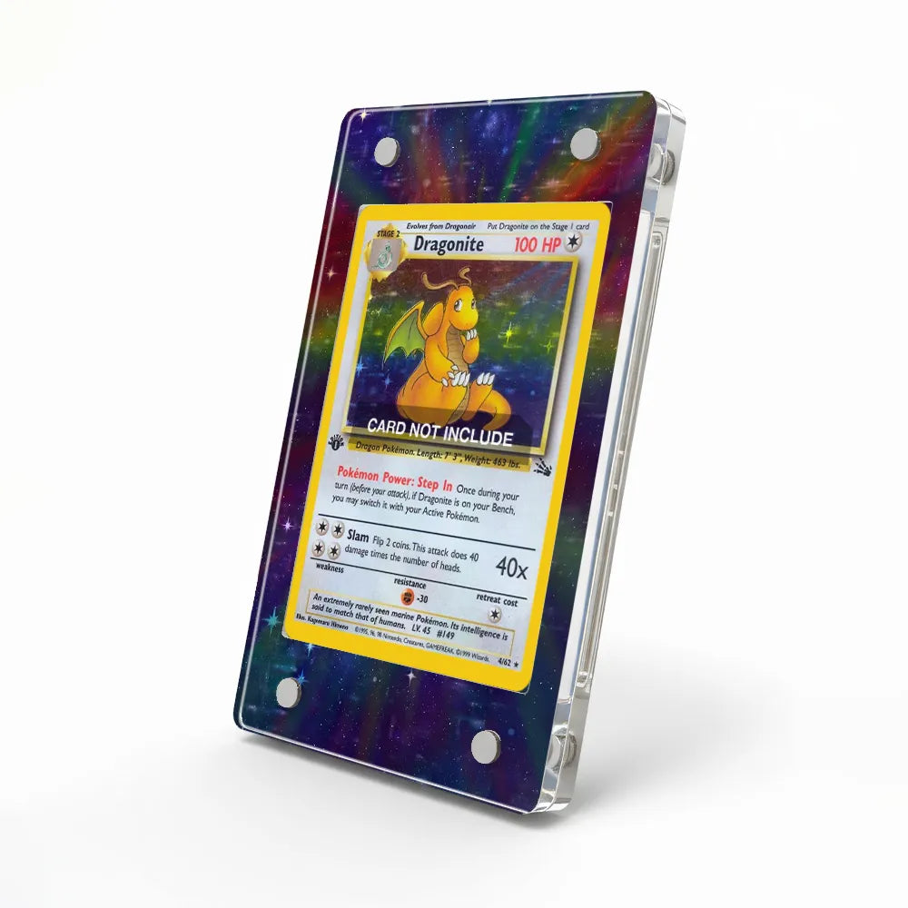 Dragonite 0004-62 Fossil 1st Edition Holo Extended Art Display Cases - Magnetic Case - Side View