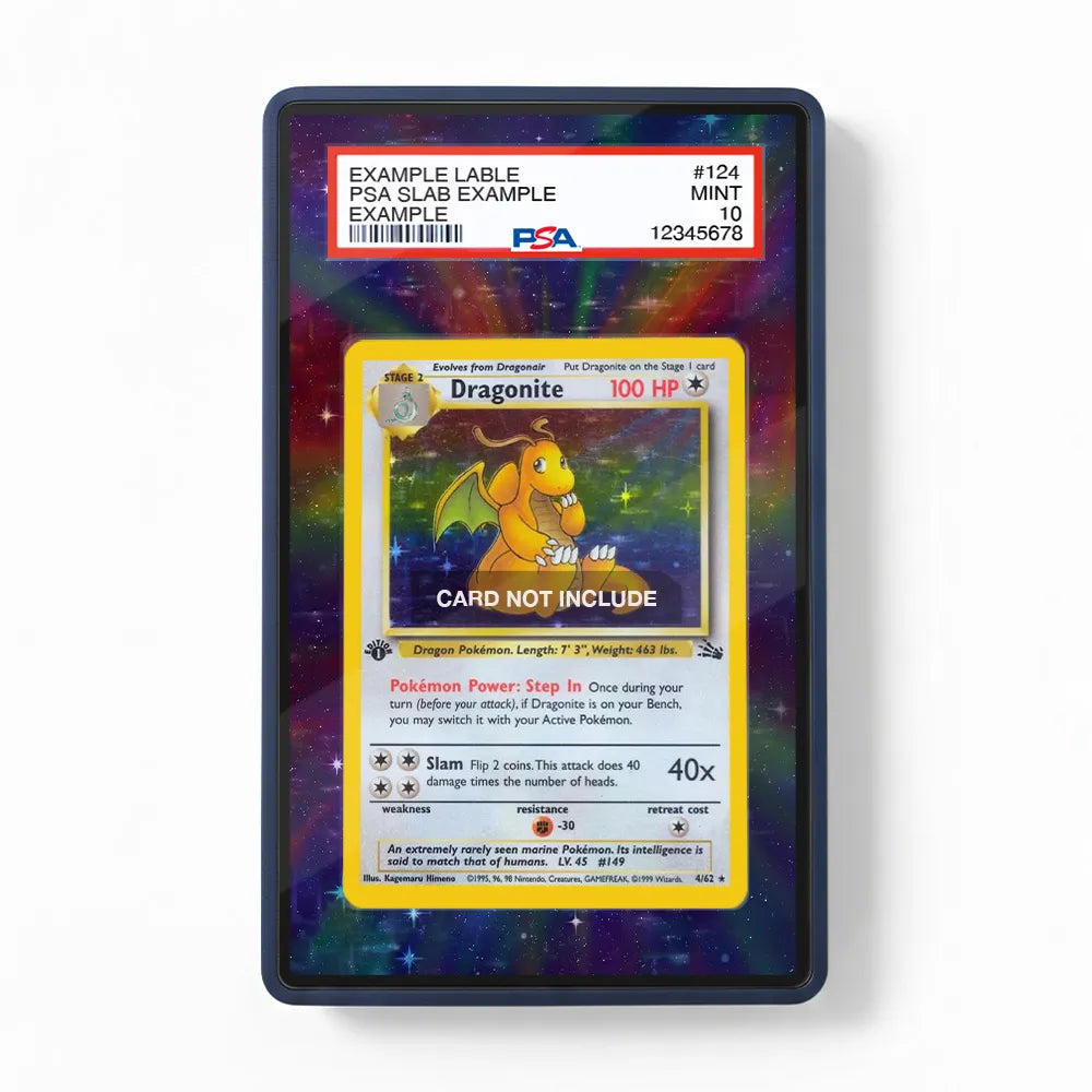 Dragonite 0004-62 Fossil 1st Edition Holo Extended Art Display Cases - PSA Slab Case - Front View