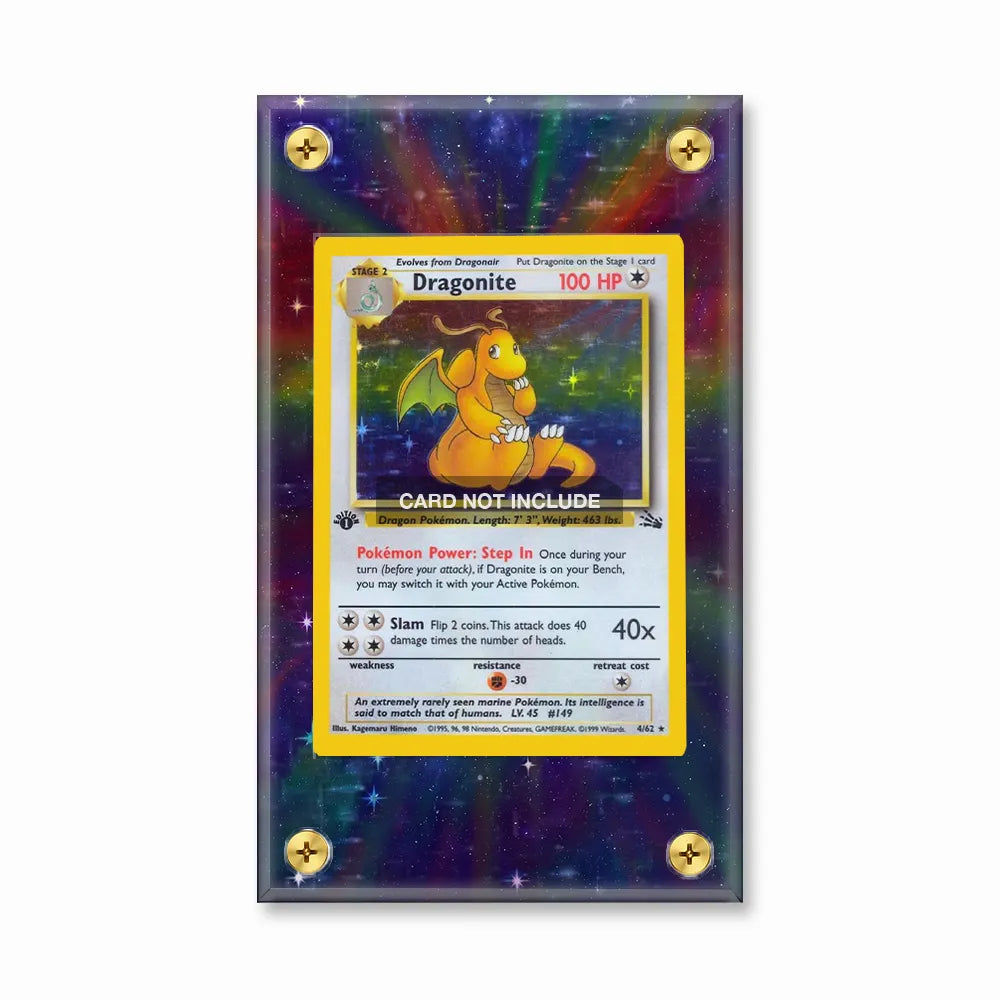Dragonite 0004-62 Fossil 1st Edition Holo Extended Art Display Cases - Screws Case - Front View