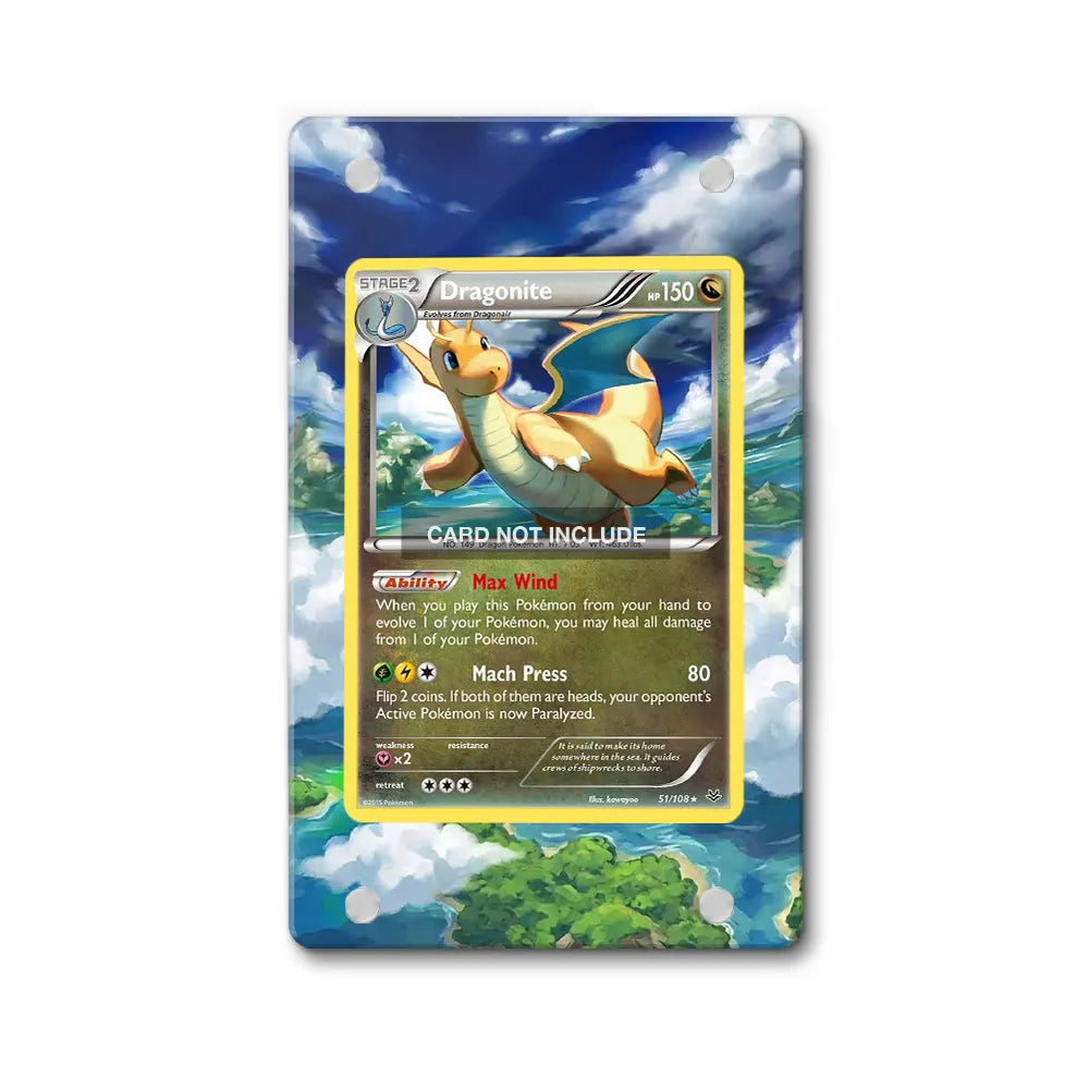 Dragonite 51-108 Rare Holo Roaring Skies Pokemon Cards Custom Art Display Cases - Magnetic Case - Front View