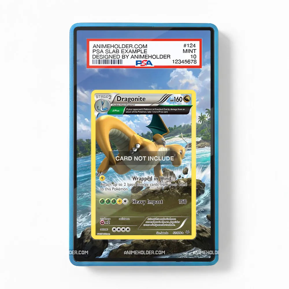 Dragonite 52-108 Rare Holo Roaring Skies Extended Art Display Cases - PSA Slab Case - Front View