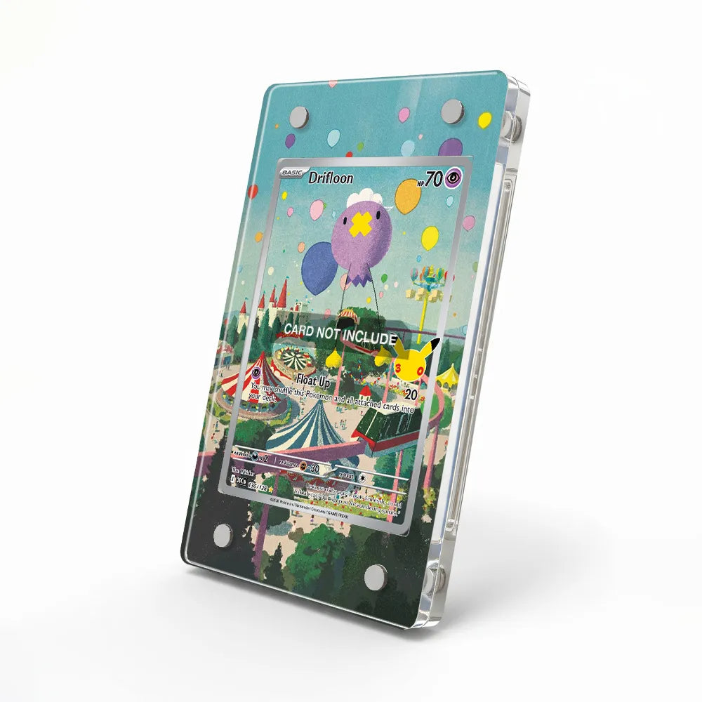 Drifloon 136-128 Illustration Rare 30th Anniversary Pokemon Cards Custom Art Display Cases - Magnetic Case - Side View