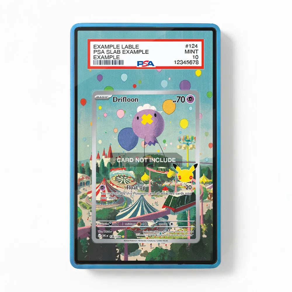 Drifloon 136-128 Illustration Rare 30th Anniversary Pokemon Cards Custom Art Display Cases - PSA Slab Case - Front View