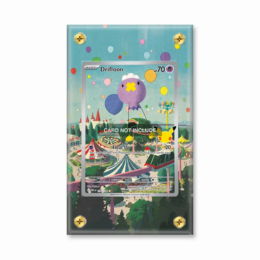 Drifloon 136-128 Illustration Rare 30th Anniversary Pokemon Cards Custom Art Display Cases - Screws Case - Front View