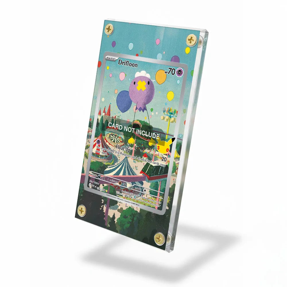 Drifloon 136-128 Illustration Rare 30th Anniversary Pokemon Cards Custom Art Display Cases - Screws Case - Side View