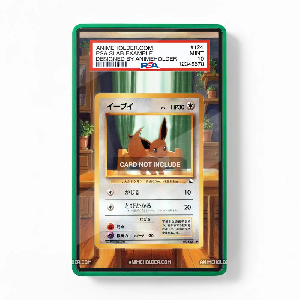 Eevee 133 Japanese Vending Pokemon Cards Custom Art Display Cases - PSA Slab Case - Front View