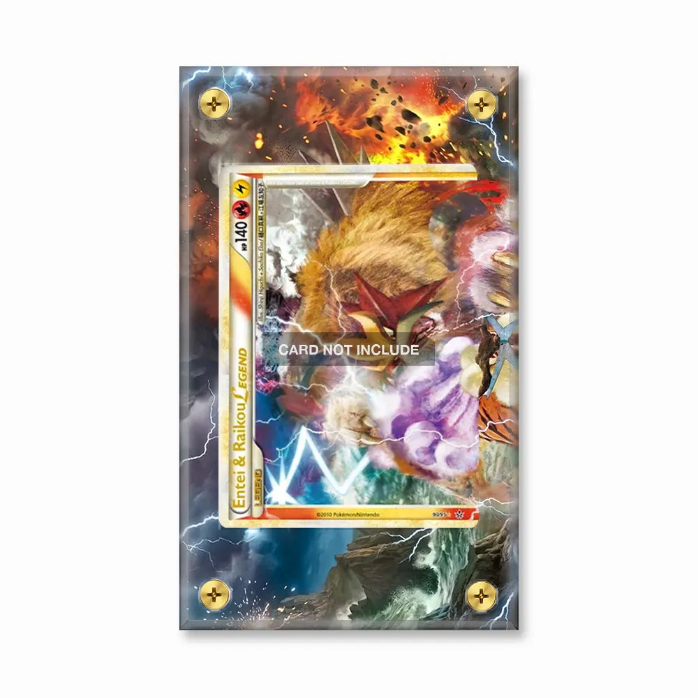 Entei & Raikou Legend 063-080 Reviving Legends Pokemon Cards Custom Art Display Cases - Screws Case - Front View