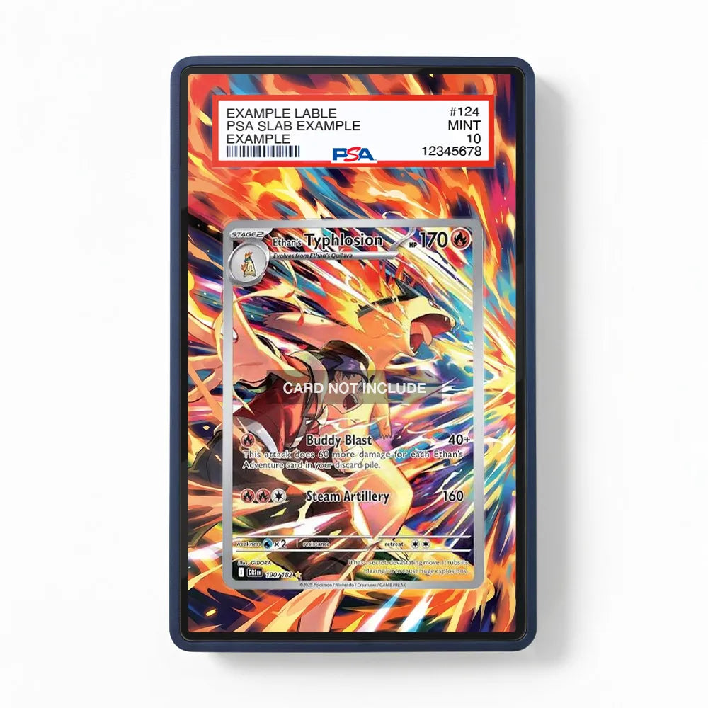 Ethan's Typhlosion 190-182 Dragonite Extended Art Display Cases - PSA Slab Case - Front View