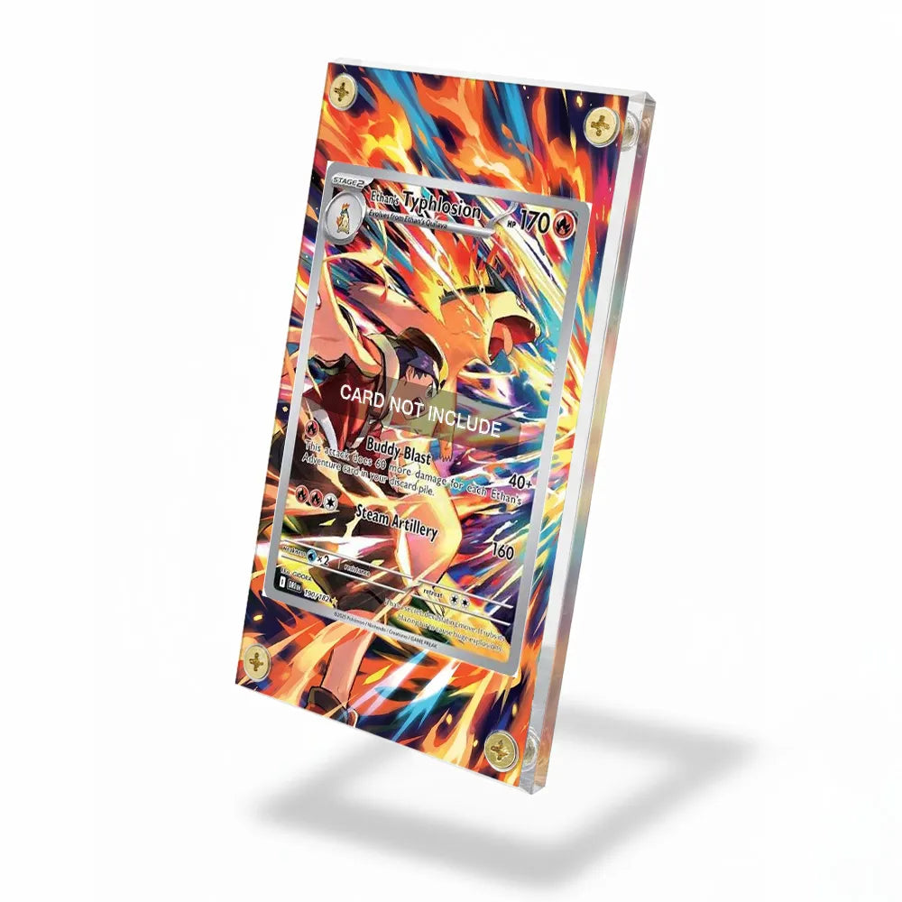 Ethan's Typhlosion 190-182 Dragonite Extended Art Display Cases - Screws Case - Side View