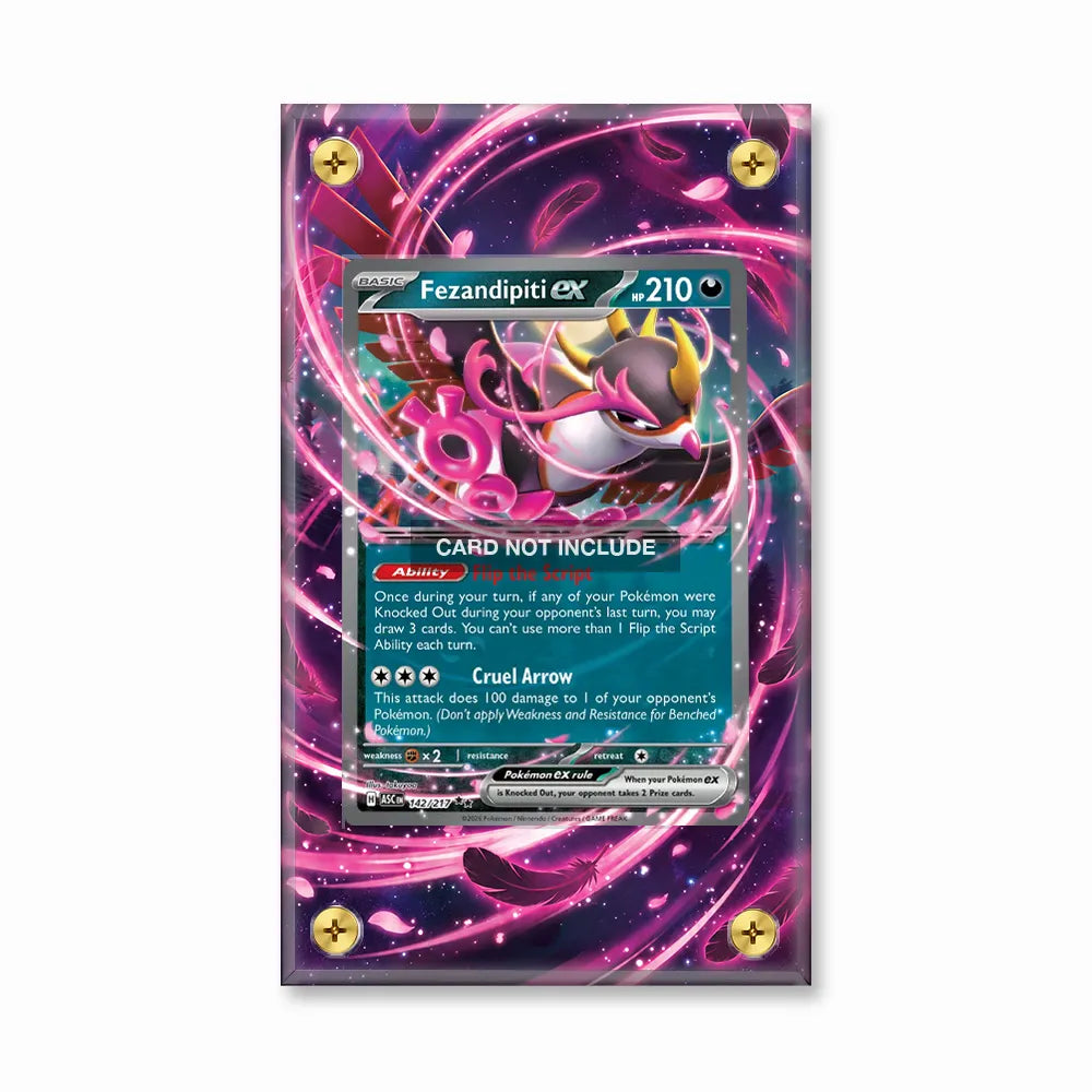 Fezandipiti ex 142-217 Ascended Heroes Pokemon Cards Extended Art Display Cases - Screws Case - Front View