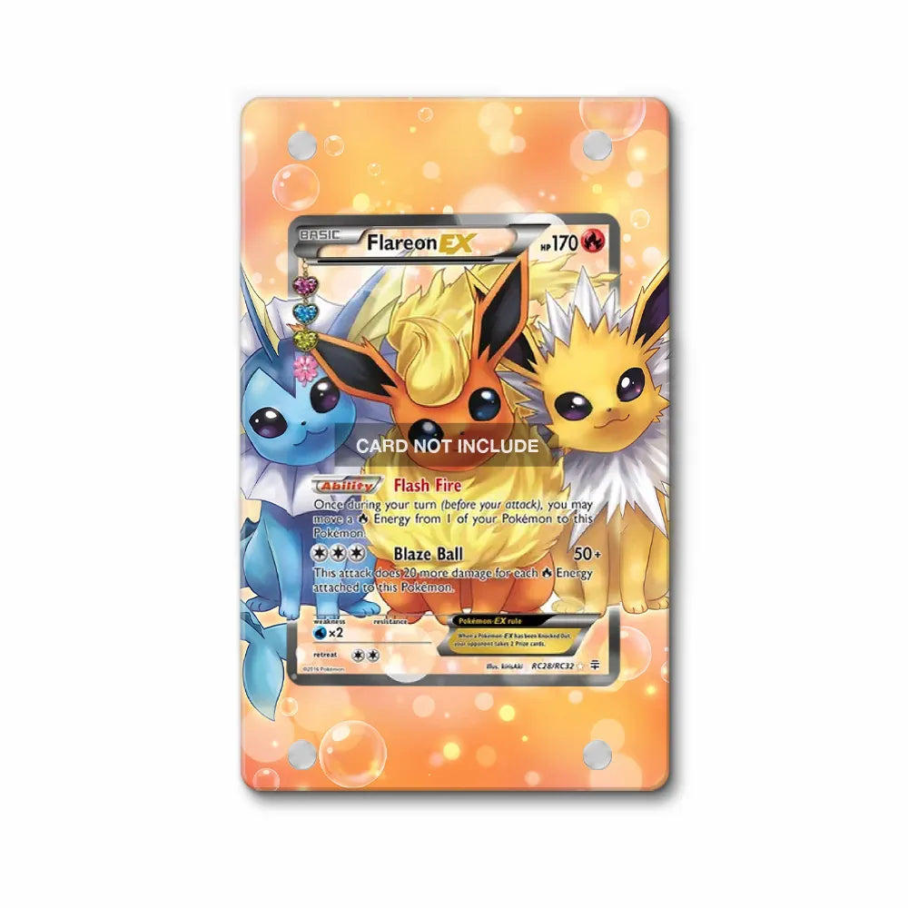 Flareon EX RC28-RC32 Generations Pokemon Cards Extended Art Display Cases - Magnetic Case - Front View