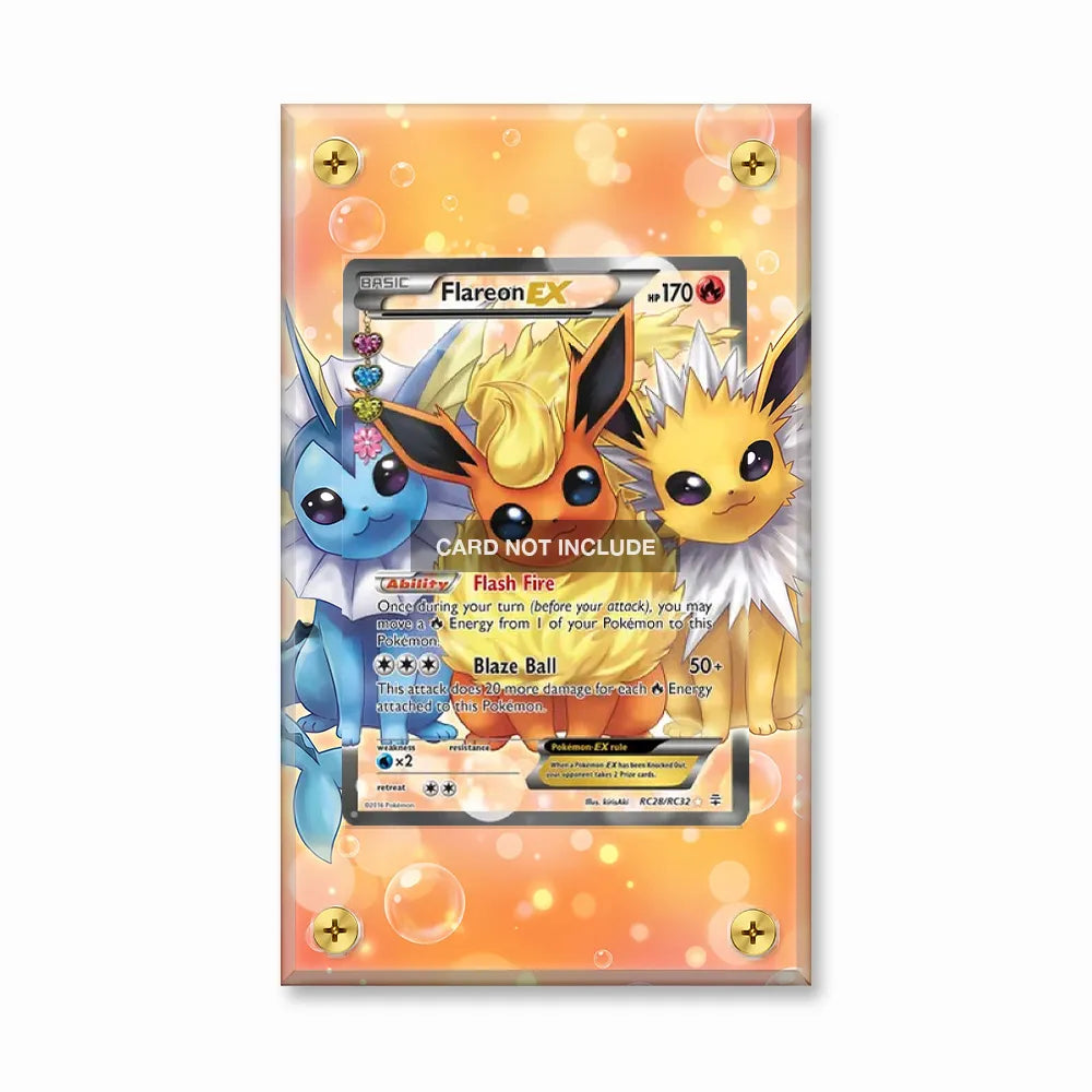 Flareon EX RC28-RC32 Generations Pokemon Cards Extended Art Display Cases - Screws Case - Front View