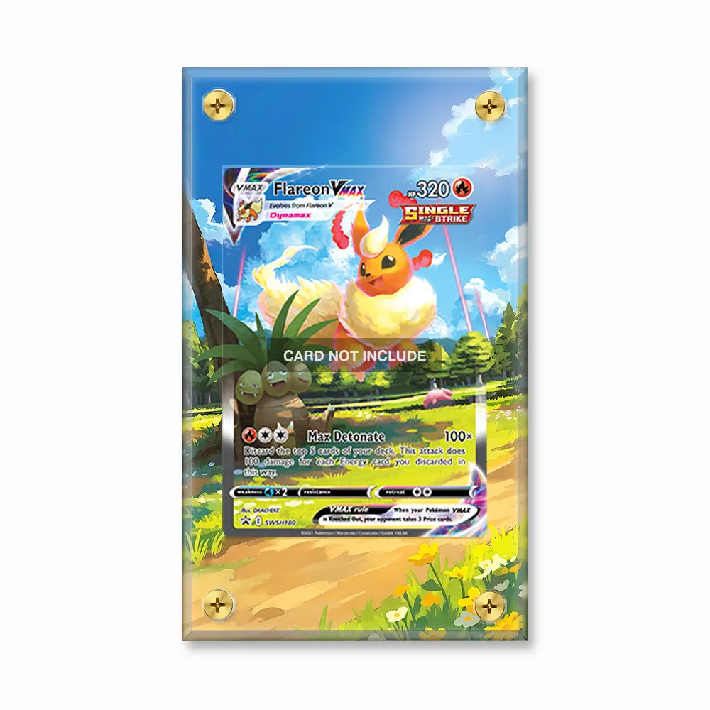 Flareon VMAX SWSH 180 Promo Extended Art Display Cases - Screws Case - Front View