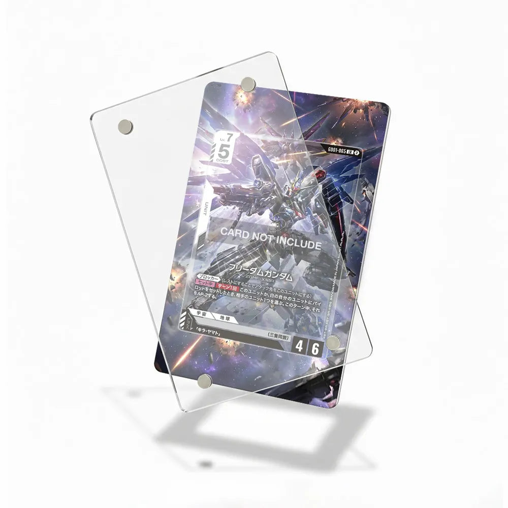 Freedom Gundam GD01-065 Legend Rare Gundam Cards Custom Art Display Cases - Magnetic Case - Detail View