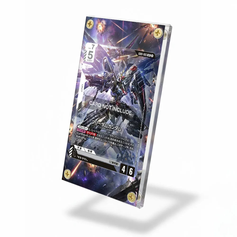 Freedom Gundam GD01-065 Legend Rare Gundam Cards Custom Art Display Cases - Screws Case - Side View