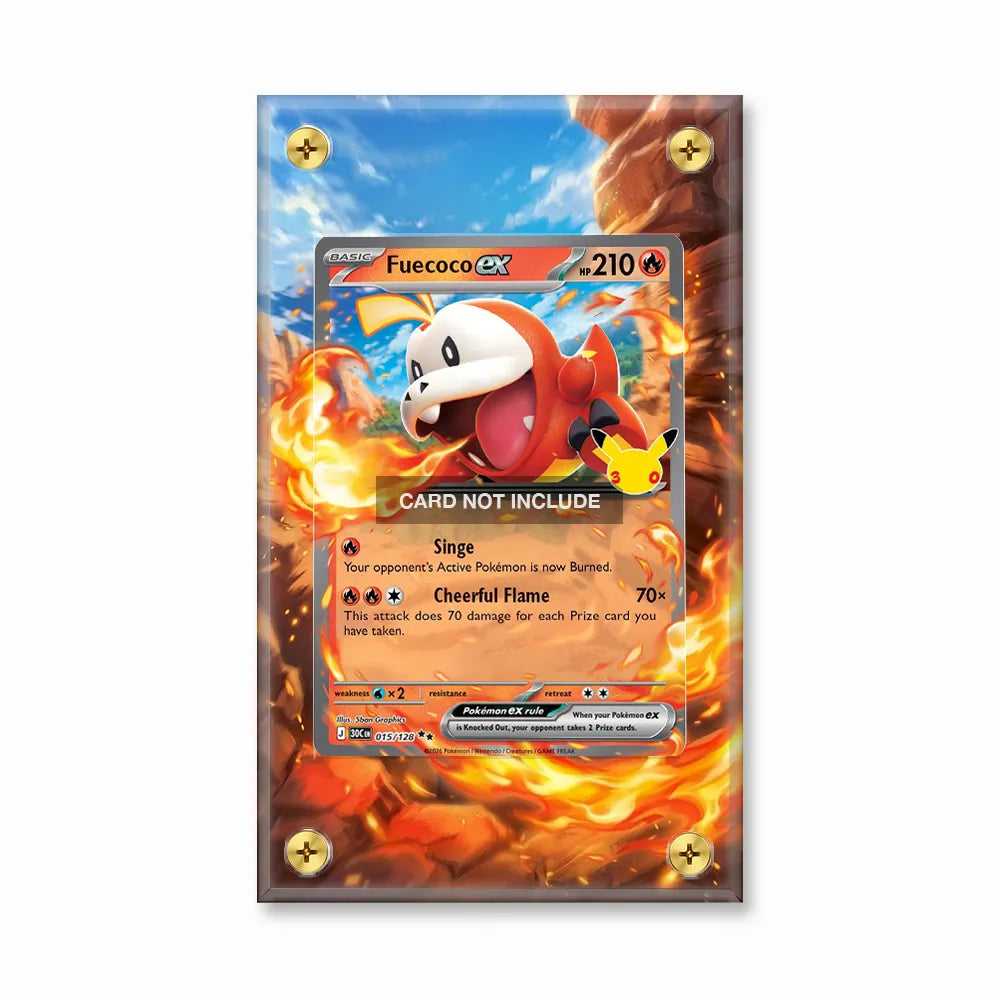 Fuecoco ex 015-128 151 30th Anniversary Celebrations Pokemon Cards Extended Art Display Cases - Screws Case - Front View