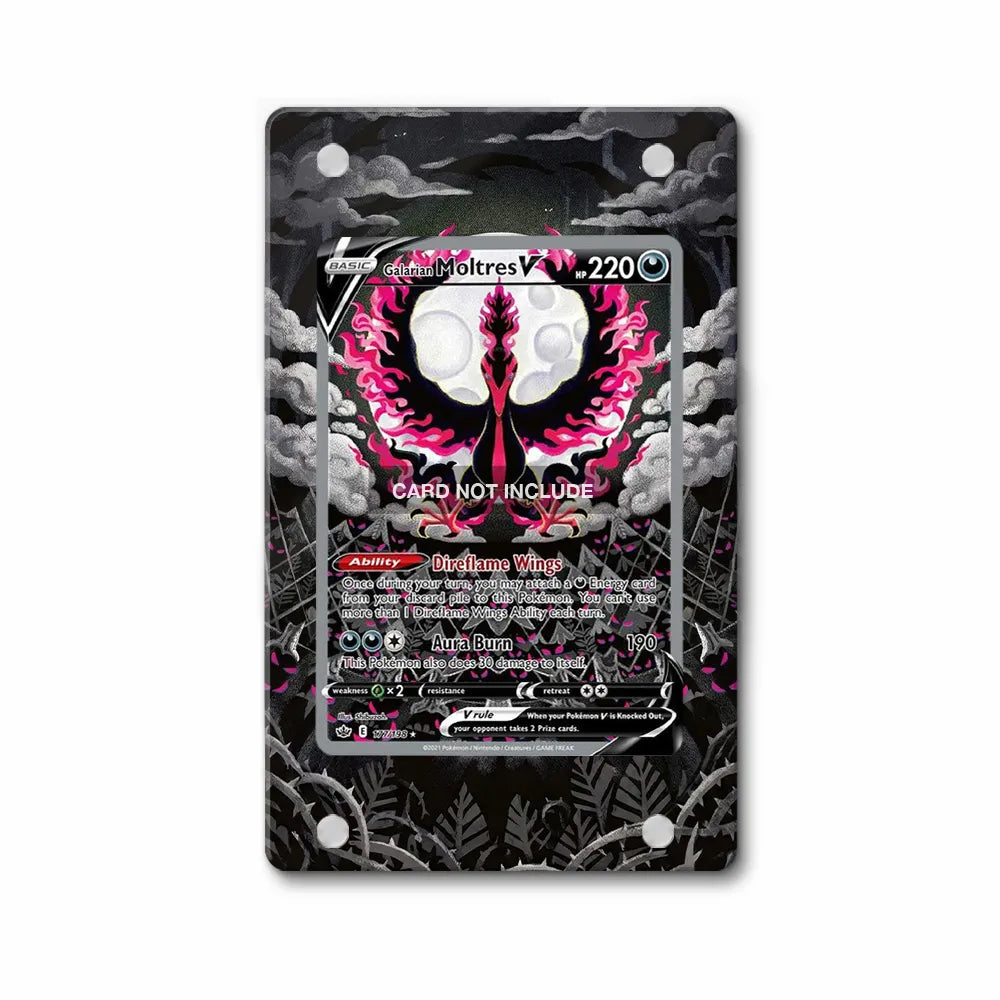 Galarian Moltres V 177-198 Chilling Reign Pokemon Cards Custom Art Display Cases - Magnetic Case - Front View