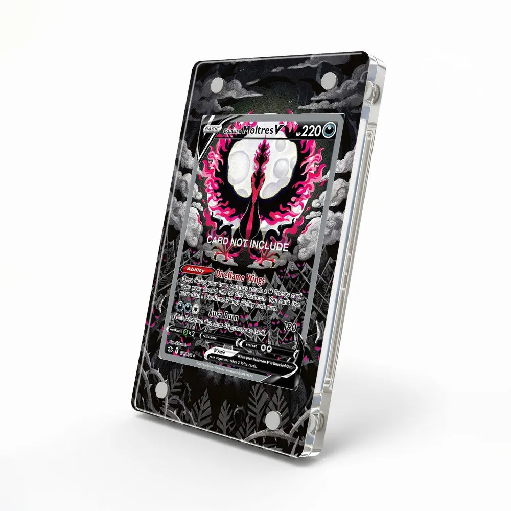 Galarian Moltres V 177-198 Chilling Reign Pokemon Cards Custom Art Display Cases - Magnetic Case - Side View