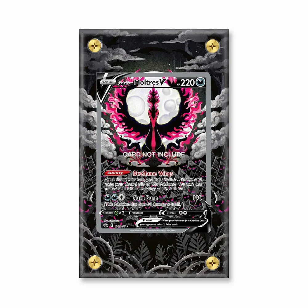 Galarian Moltres V 177-198 Chilling Reign Pokemon Cards Custom Art Display Cases - Screws Case - Front View