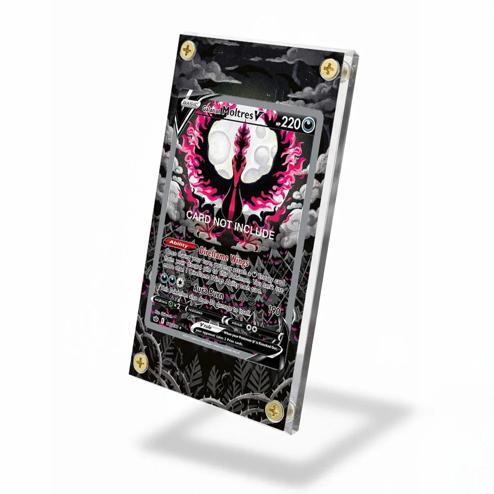 Galarian Moltres V 177-198 Chilling Reign Pokemon Cards Custom Art Display Cases - Screws Case - Side View