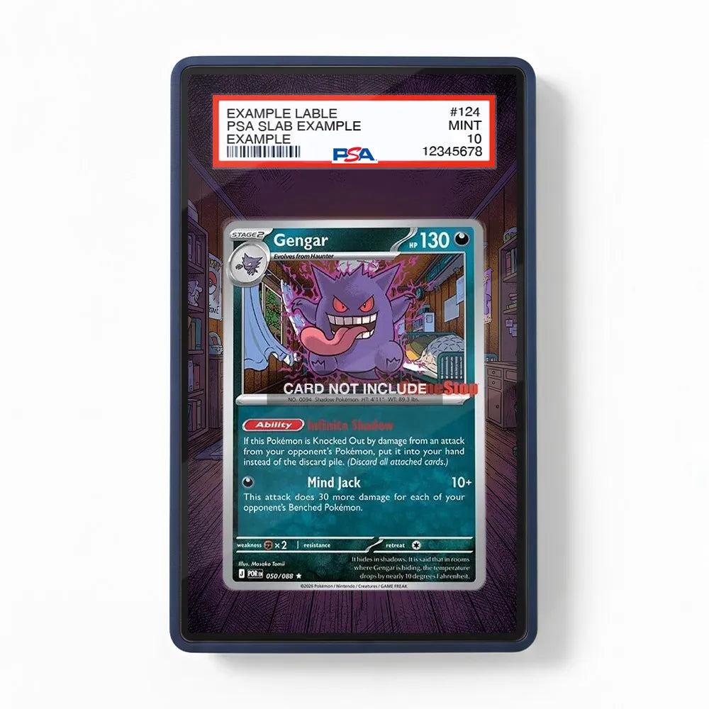 Gengar 050-088 Rare POR Extended Art Display Cases - PSA Slab Case - Front View