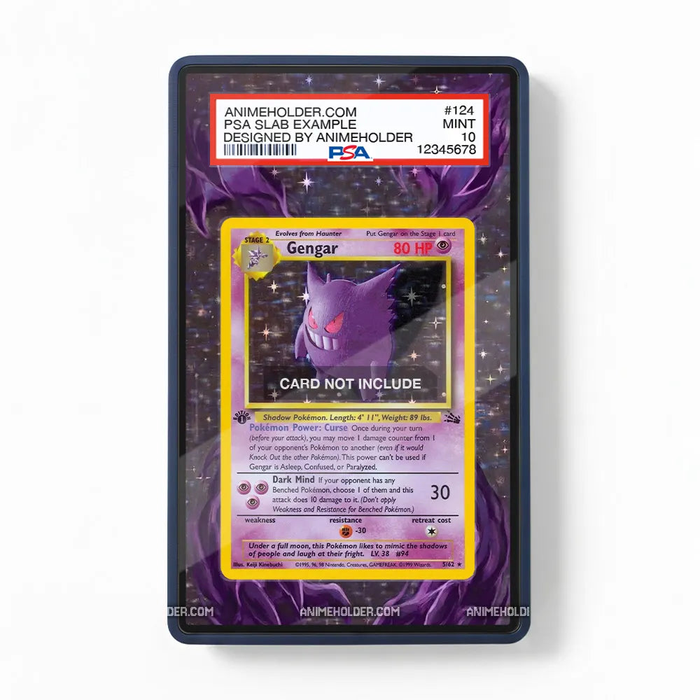 Gengar 5-102 Base Set Pokemon Cards Custom Art Display Cases - PSA Slab Case - Front View