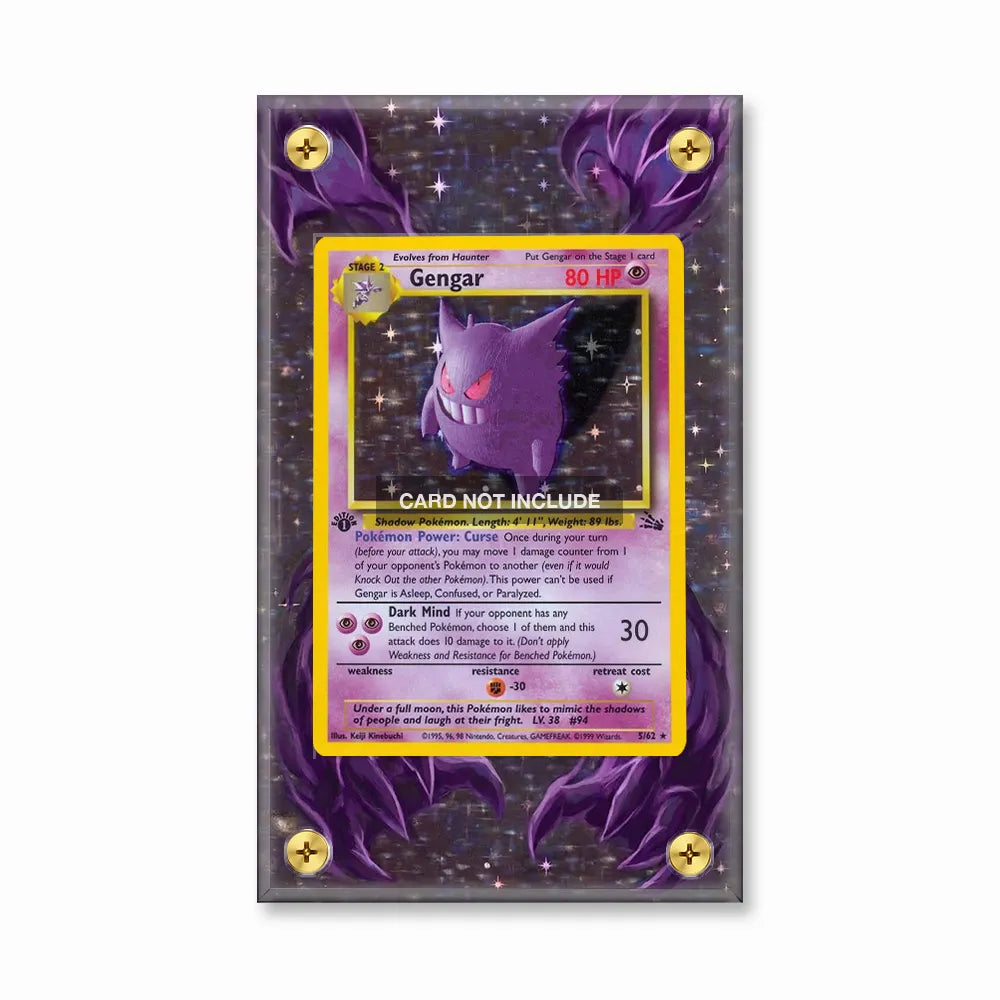 Gengar 5-102 Base Set Pokemon Cards Custom Art Display Cases - Screws Case - Front View
