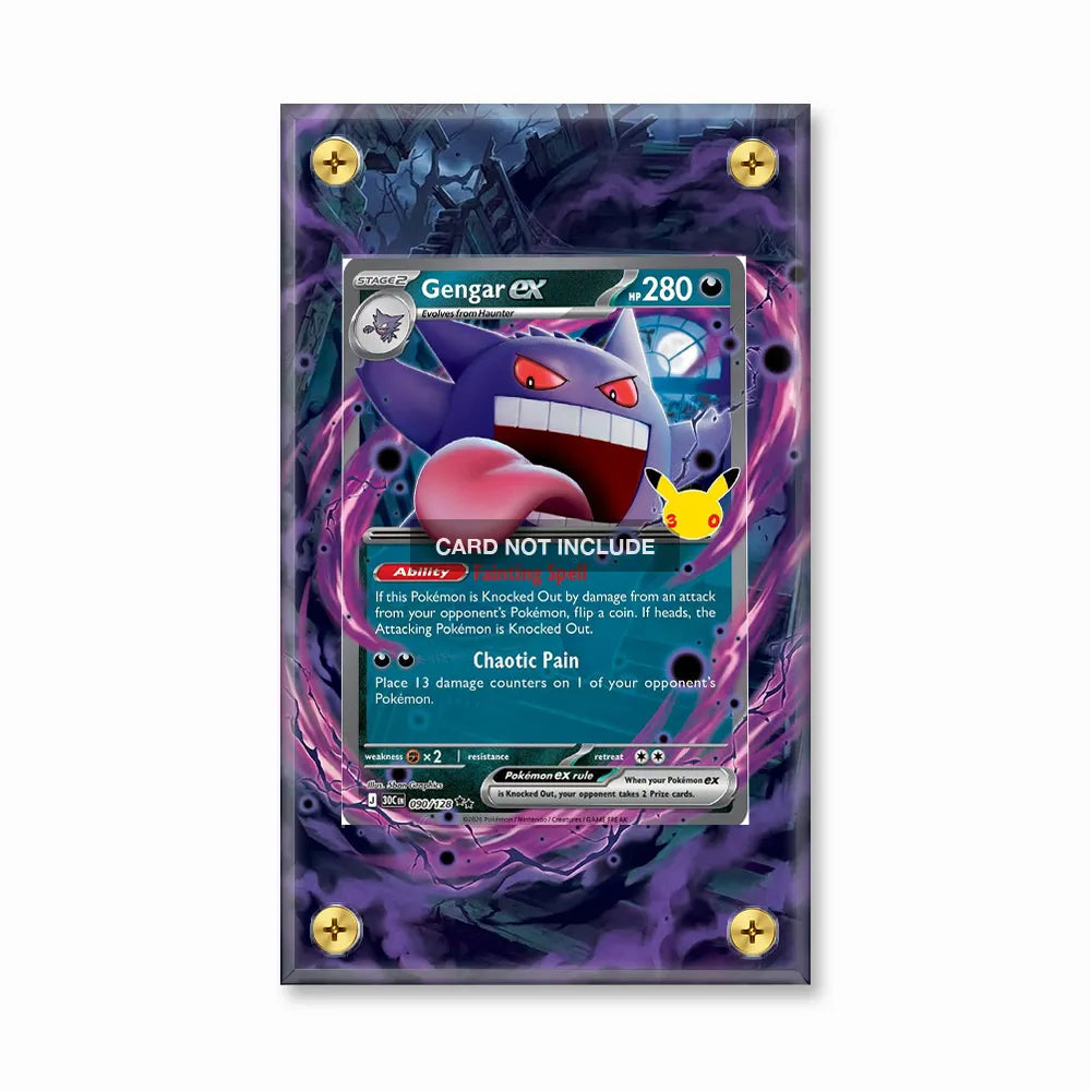 Gengar ex 090-128 30th Anniversary Celebrations Pokemon Cards Extended Art Display Cases - Screws Case - Front View