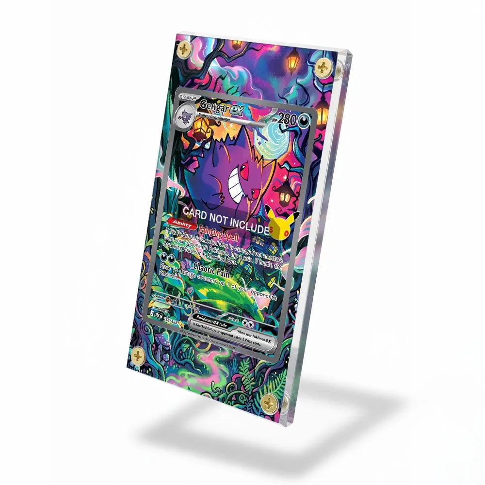 Gengar ex 154-128 30th Anniversary Celebrations Pokemon Cards Custom Art Display Cases - Screws Case - Side View