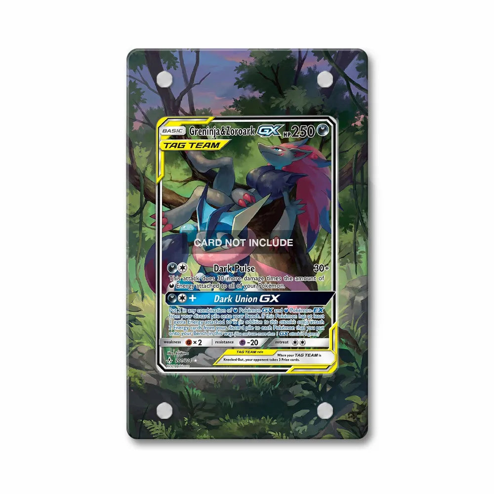 Greninja & Zoroark GX 201-214 Full Art Extended Art Display Cases - PSA Slab Case - Front View